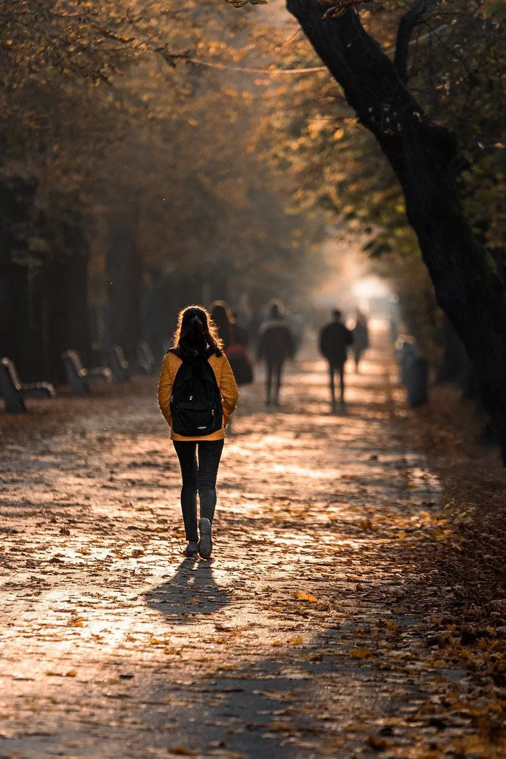 Ergotherapie Obstallee, ein Mädchen geht mit einem Schulranzen die Straße entlang